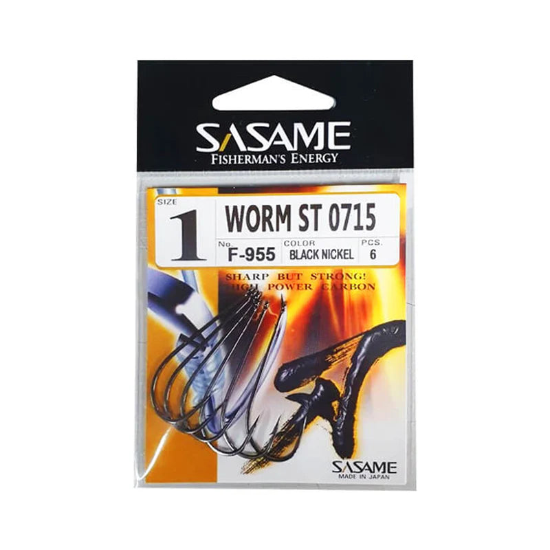 Sasame Worm Hooks – Black Nickel Finish (Made in Japan)