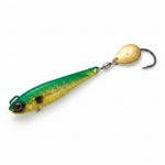 major craft Fishing lure with a green body and yellow head on a white background