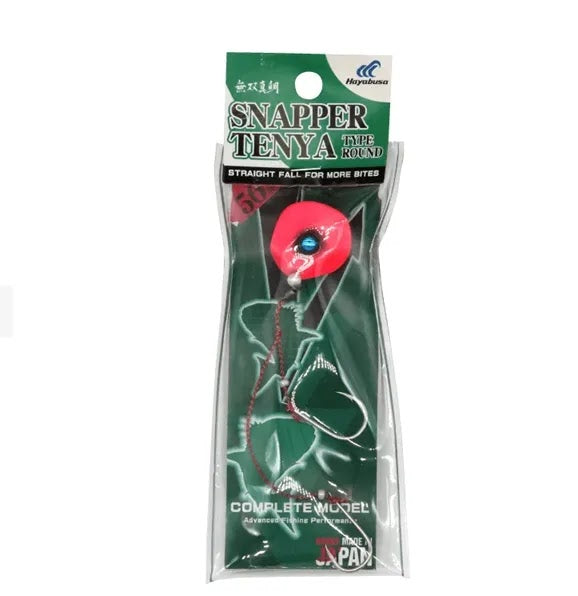 Packaged fishing lure with 'Snapper Tenya' branding on a white background