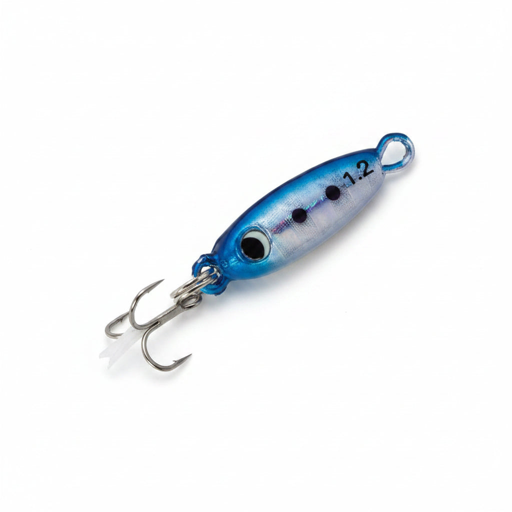  major craft Blue fishing lure with a hook on a white background