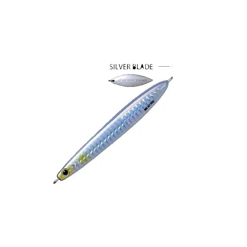 A gold-colored fishing lure with a red side stripe and green shimmering pattern, shown on a plain white background with a smaller inset view and the text 'GOLD BLADE'.