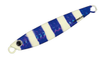 Major craft Jig para Fishing lure with blue and white striped pattern on a white background