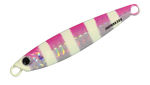 Major craft Jig para Pink and white striped fishing lure with a visible brand name on a white background