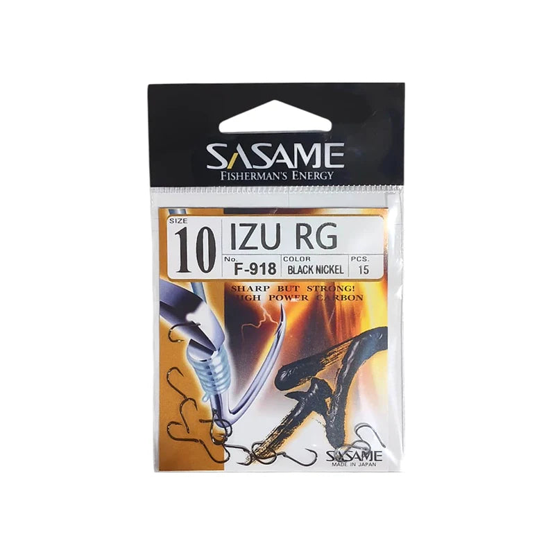 Sasame Izumejina Ringed Black Nickel Hooks Size 10 – durable, sharp fishing hook for saltwater and estuary fishing.