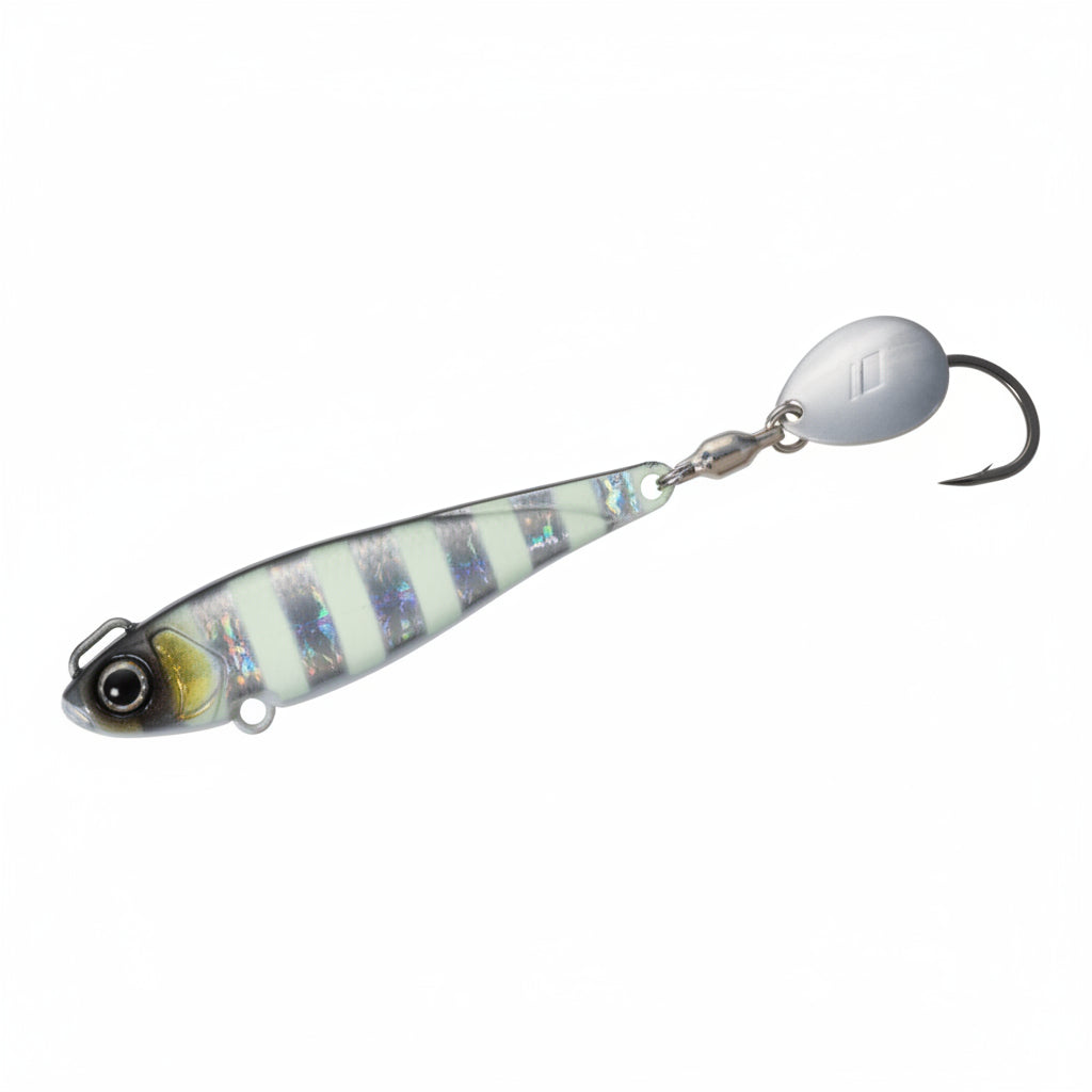 major craft zebra Striped fishing lure on a white background