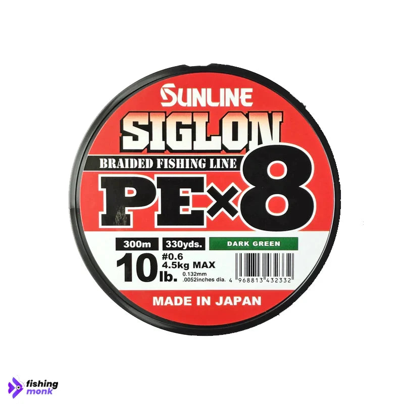 Close-up of Sunline PE X8 braided line showing 8-strand weave and smooth round profile